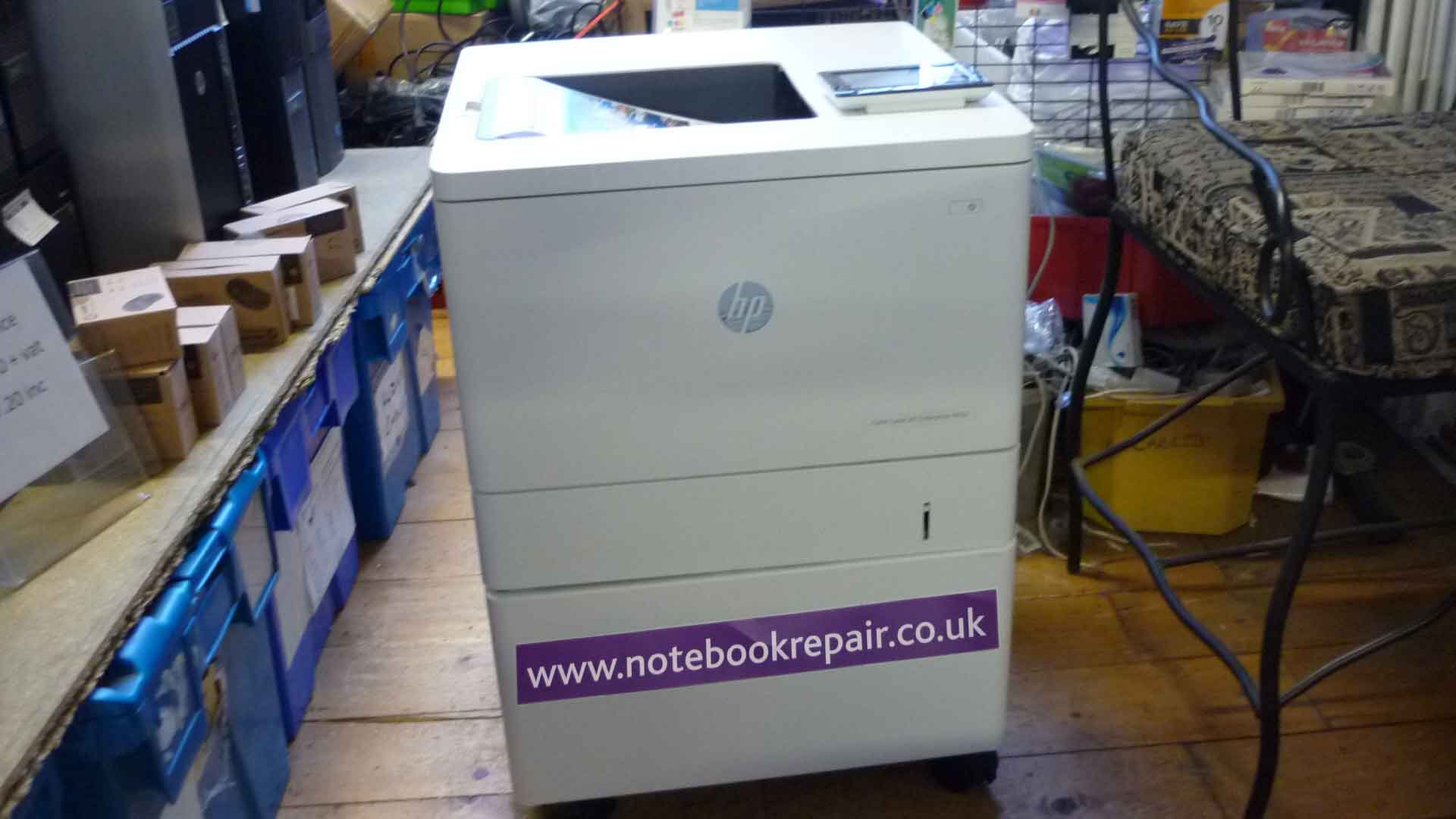 HP M553x LaserJet Enterprise Color Printer+new Toners+Cabinet